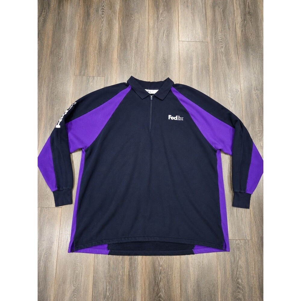 Vintage Y2K FedEx Quarter Zip Pullover Mens 5XL 6XL Purple Black VF Imagewear